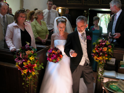 Claire coming up the aisle