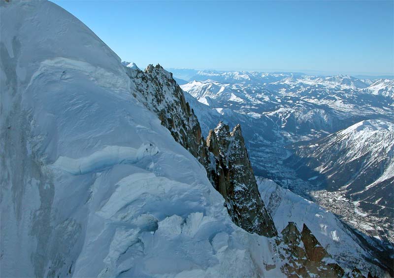 Chamonix Valley from the summit of Aiguille Verte