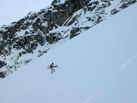 Jeroen booting up the hill